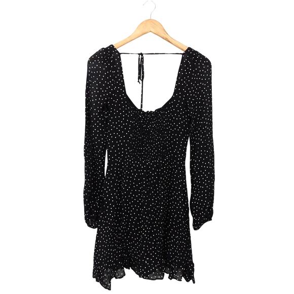 Reformation Women's Selene Black & White Polka Dots Bradshaw Mini Dress Size 4 - Picture 3 of 7